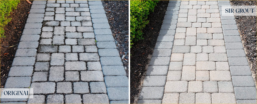 Outdoor Surface Before and After a Stone Cleaning in Orlando, FL