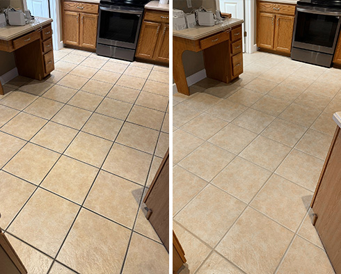 Floor Before and After a Grout Sealing in Apopka, FL