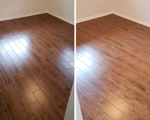 Floor Before and After Our Hard Surface Restoration Services in Maitland, FL