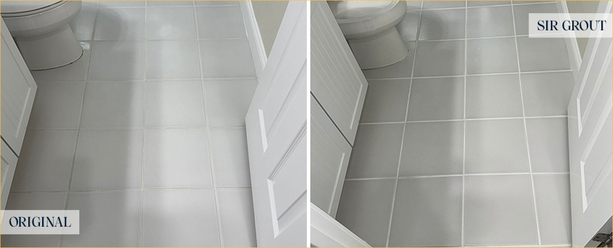 Bathroom Floor Before and After a Superb Grout Sealing in Orlando, FL