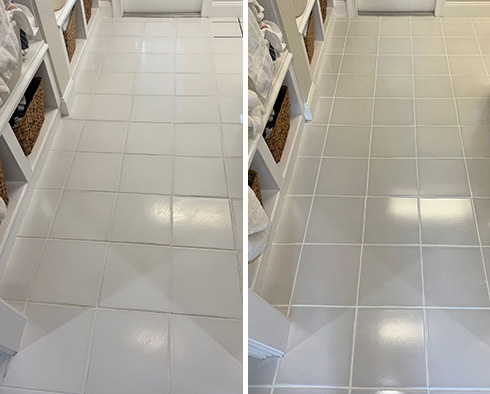 Floor Before and After a Grout Sealing in Orlando, FL