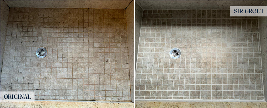 Shower Before and After a Flawless Grout Cleaning in Orlando, FL