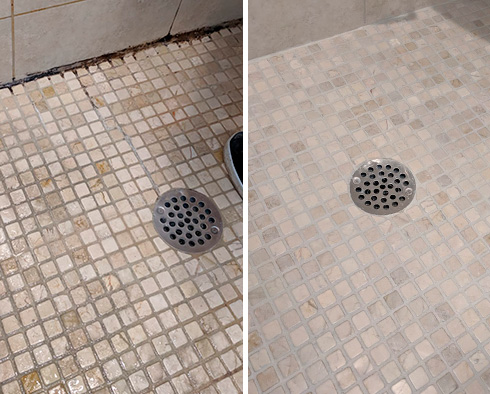 Shower Before and After a Tile Cleaning in Orlando, FL