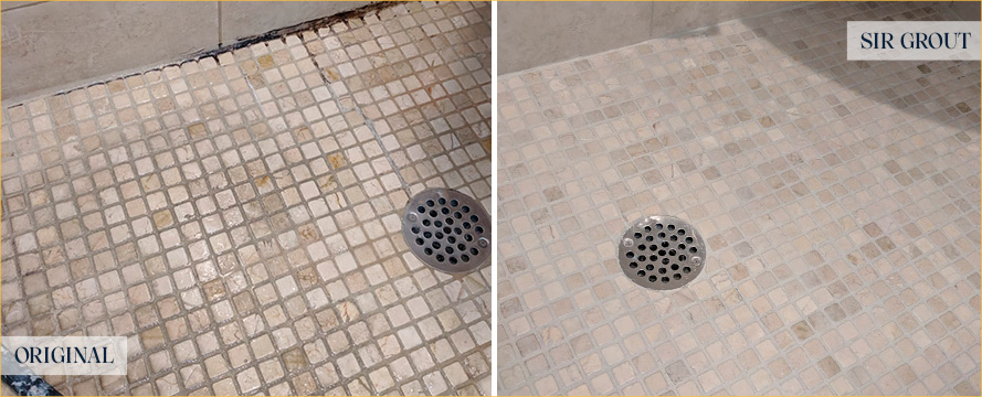 Shower Before and After an Exceptional Tile Cleaning in Orlando, FL